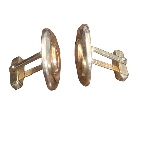 Vintage Anson Goldstone Oval Cufflinks Gold Tone Sparkling Sun Sitara Stone - Picture 3 of 8